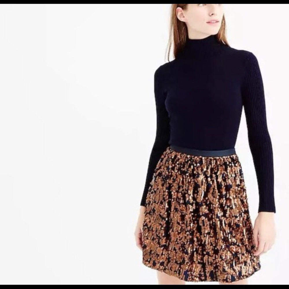 J. Crew Abstract Sequin Skirt - Navy & Copper